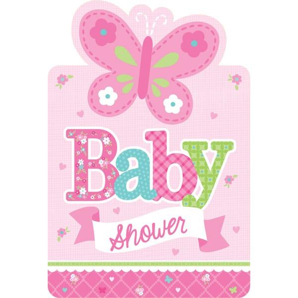 Baby shower kutsukortit pinkki
