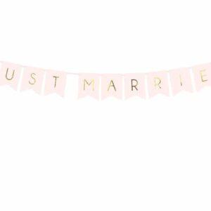 Just married banneri vaaleanpunainen