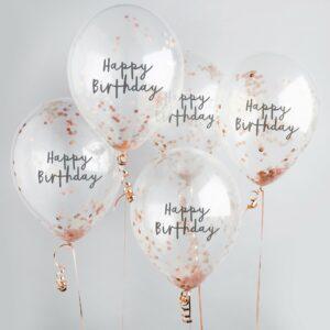 Happy Birthday konfetti-ilmapallot 5 kpl