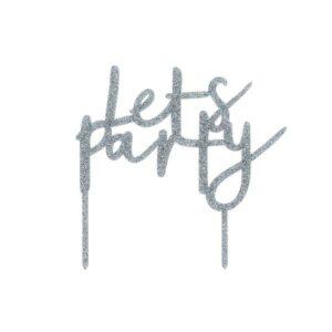 Kakkukoriste "Let´s Party" - hopeaglitter