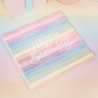 Eco Rainbow "Happy Birthday" lautasliinat, 16 kpl